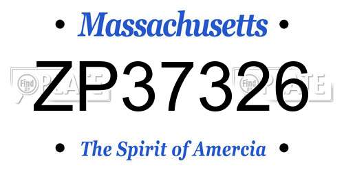ZP37326 Massachusetts License Plate