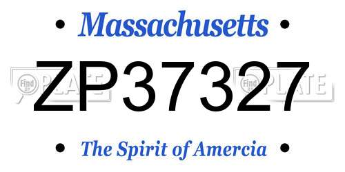 ZP37327 Massachusetts License Plate
