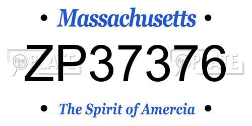 ZP37376 Massachusetts License Plate