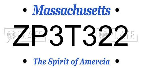 ZP3T322 Massachusetts License Plate