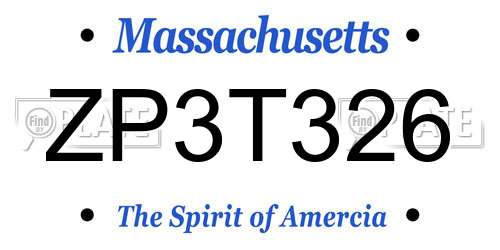 ZP3T326 Massachusetts License Plate