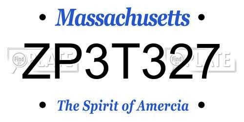 ZP3T327 Massachusetts License Plate