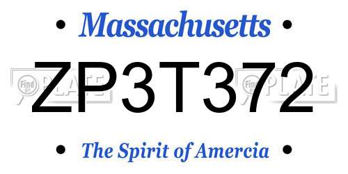 ZP3T372 Massachusetts License Plate