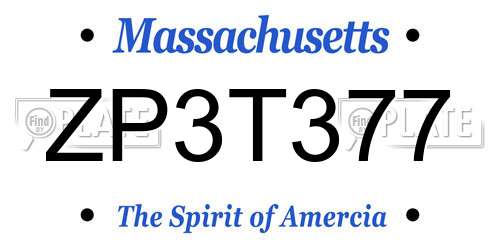 ZP3T377 Massachusetts License Plate