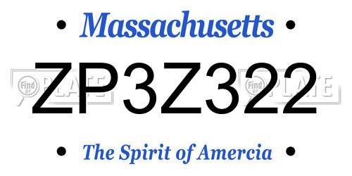 ZP3Z322 Massachusetts License Plate