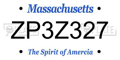 ZP3Z327 Massachusetts License Plate