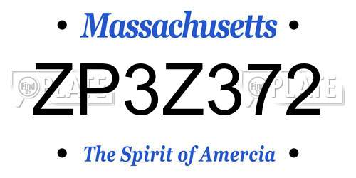 ZP3Z372 Massachusetts License Plate