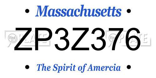 ZP3Z376 Massachusetts License Plate