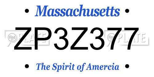 ZP3Z377 Massachusetts License Plate