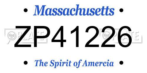 ZP41226 Massachusetts License Plate