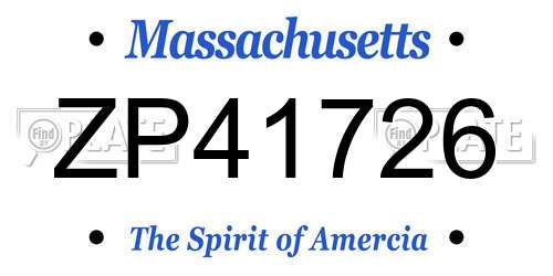 ZP41726 Massachusetts License Plate