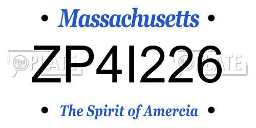 ZP4I226 Massachusetts License Plate