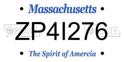 ZP4I276 Massachusetts License Plate