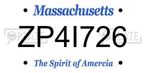 ZP4I726 Massachusetts License Plate