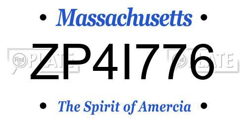 ZP4I776 Massachusetts License Plate