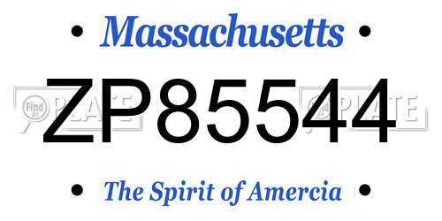 ZP85544 Massachusetts License Plate
