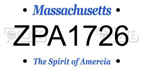 ZPA1726 Massachusetts License Plate