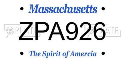 ZPA926 Massachusetts License Plate