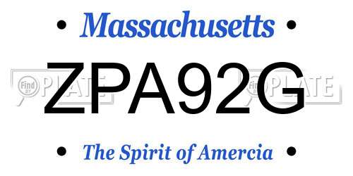 ZPA92G Massachusetts License Plate