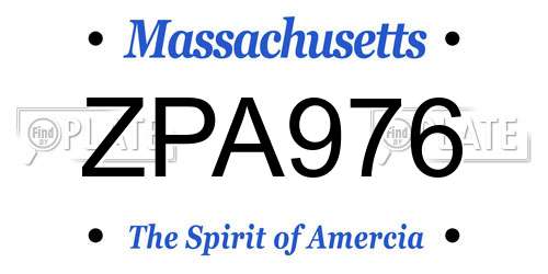 ZPA976 Massachusetts License Plate