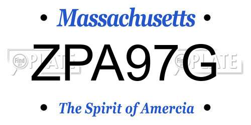 ZPA97G Massachusetts License Plate
