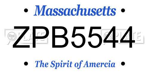 ZPB5544 Massachusetts License Plate