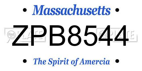 ZPB8544 Massachusetts License Plate