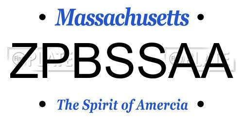 ZPBSSAA Massachusetts License Plate