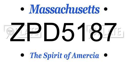 ZPD5187 Massachusetts License Plate