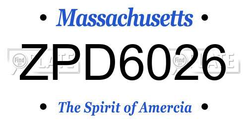 ZPD6026 Massachusetts License Plate
