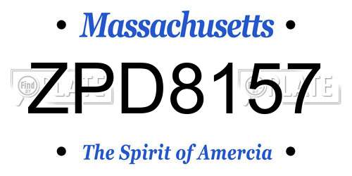 ZPD8157 Massachusetts License Plate