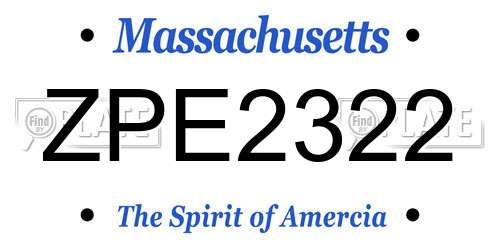 ZPE2322 Massachusetts License Plate