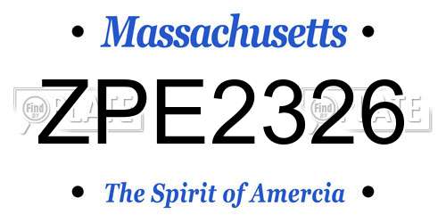 ZPE2326 Massachusetts License Plate