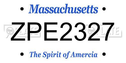 ZPE2327 Massachusetts License Plate