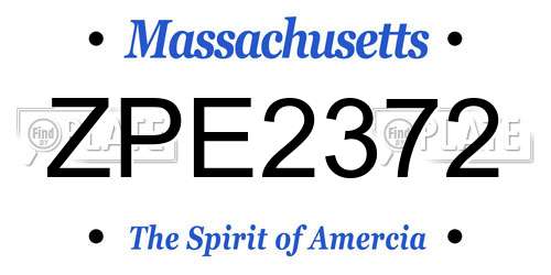 ZPE2372 Massachusetts License Plate