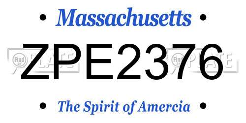 ZPE2376 Massachusetts License Plate