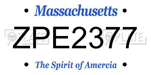 ZPE2377 Massachusetts License Plate