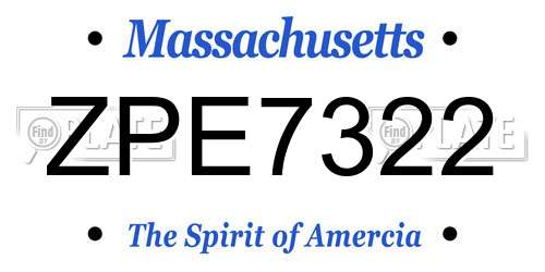 ZPE7322 Massachusetts License Plate
