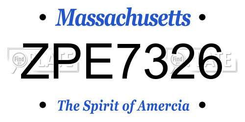 ZPE7326 Massachusetts License Plate