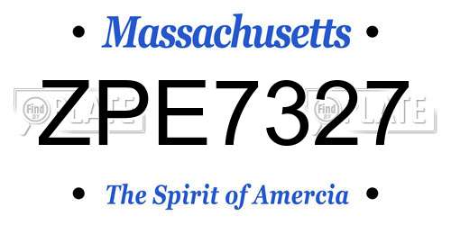 ZPE7327 Massachusetts License Plate