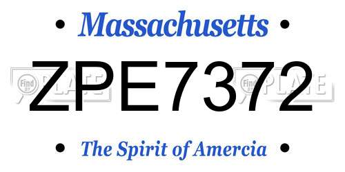 ZPE7372 Massachusetts License Plate