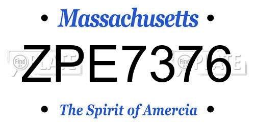 ZPE7376 Massachusetts License Plate