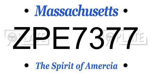 ZPE7377 Massachusetts License Plate