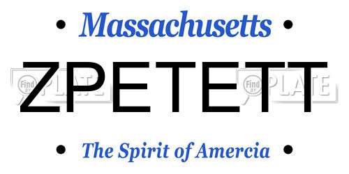 ZPETETT Massachusetts License Plate