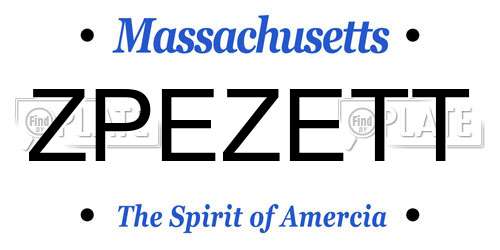 ZPEZETT Massachusetts License Plate
