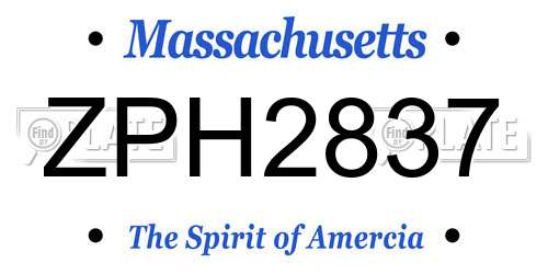 ZPH2837 Massachusetts License Plate