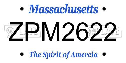 ZPM2622 Massachusetts License Plate