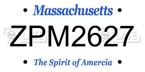 ZPM2627 Massachusetts License Plate