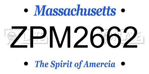 ZPM2662 Massachusetts License Plate