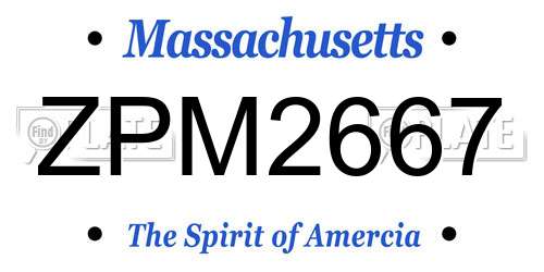 ZPM2667 Massachusetts License Plate